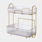 Makeup Organizer 2 Tier Bathroom Countertop Organizer Large Capacity Cosmetic Holder Shelf for Bedroom Dresser Transparent - Extra Image