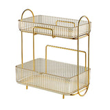 Makeup Organizer 2 Tier Bathroom Countertop Organizer Large Capacity Cosmetic Holder Shelf for Bedroom Dresser Amber