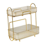Makeup Organizer 2 Tier Bathroom Countertop Organizer Large Capacity Cosmetic Holder Shelf for Bedroom Dresser Amber - Front View