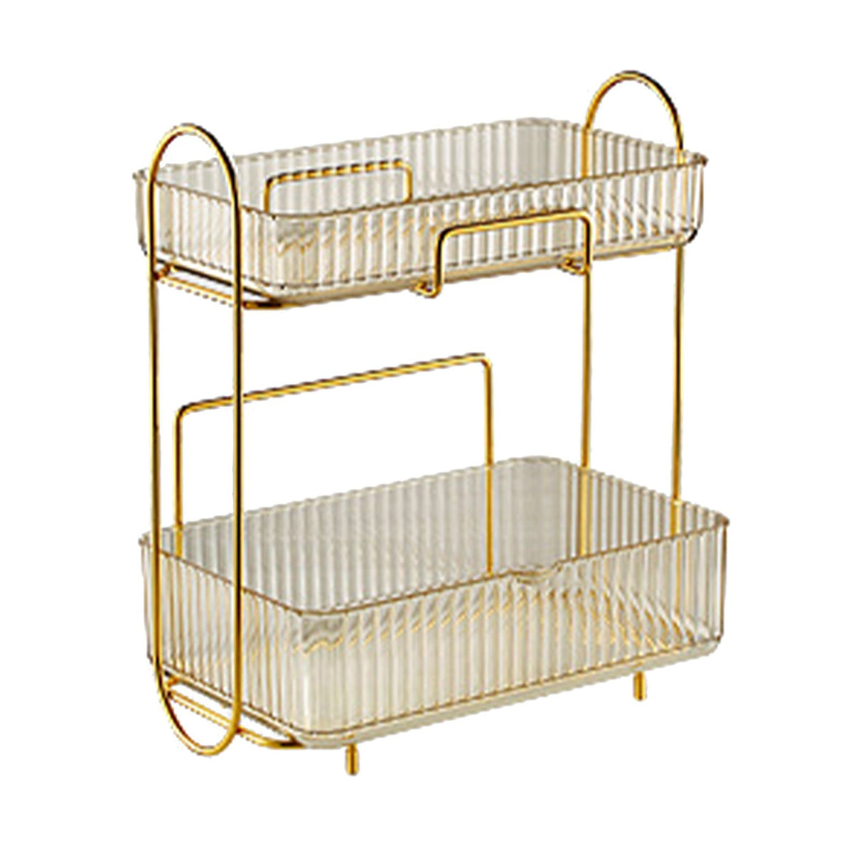 Makeup Organizer 2 Tier Bathroom Countertop Organizer Large Capacity Cosmetic Holder Shelf for Bedroom Dresser Amber