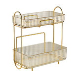 Makeup Organizer 2 Tier Bathroom Countertop Organizer Large Capacity Cosmetic Holder Shelf for Bedroom Dresser Amber