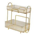 Makeup Organizer 2 Tier Bathroom Countertop Organizer Large Capacity Cosmetic Holder Shelf for Bedroom Dresser Amber - Top-Down View
