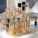 Makeup Organizer 2 Tier Bathroom Countertop Organizer Large Capacity Cosmetic Holder Shelf for Bedroom Dresser Amber