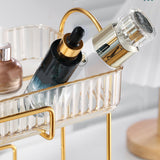 Makeup Organizer 2 Tier Bathroom Countertop Organizer Large Capacity Cosmetic Holder Shelf for Bedroom Dresser Amber