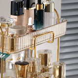 Makeup Organizer 2 Tier Bathroom Countertop Organizer Large Capacity Cosmetic Holder Shelf for Bedroom Dresser Amber