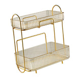 Makeup Organizer 2 Tier Bathroom Countertop Organizer Large Capacity Cosmetic Holder Shelf for Bedroom Dresser Amber - Extra Image