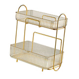 Makeup Organizer 2 Tier Bathroom Countertop Organizer Large Capacity Cosmetic Holder Shelf for Bedroom Dresser Amber