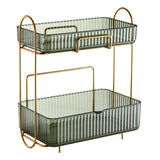 Makeup Organizer 2 Tier Bathroom Countertop Organizer Large Capacity Cosmetic Holder Shelf for Bedroom Dresser Green