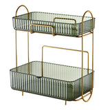 Makeup Organizer 2 Tier Bathroom Countertop Organizer Large Capacity Cosmetic Holder Shelf for Bedroom Dresser Green