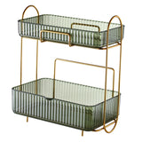 Makeup Organizer 2 Tier Bathroom Countertop Organizer Large Capacity Cosmetic Holder Shelf for Bedroom Dresser Green
