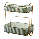 Makeup Organizer 2 Tier Bathroom Countertop Organizer Large Capacity Cosmetic Holder Shelf for Bedroom Dresser Green