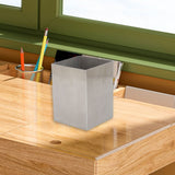 Pencil Cup 304 Stainless Steel Pencil Holder Thicken Durable Rectangular Pencil Cup for Office Dormitory School Desktop Silver