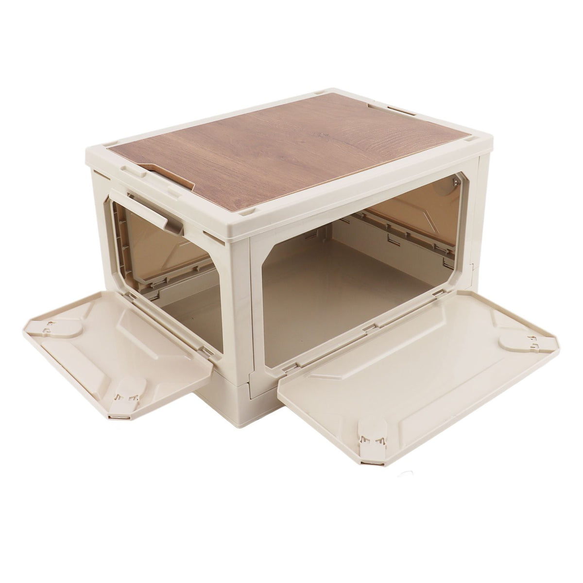 Collapsible Camping Storage Box Pulley Design Waterproof 5 Sides Opening Camping Folding Storage Bins for Car Outdoor White