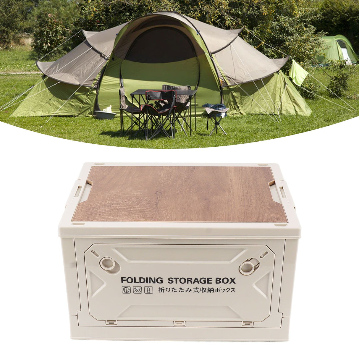 Collapsible Camping Storage Box Pulley Design Waterproof 5 Sides Opening Camping Folding Storage Bins for Car Outdoor White