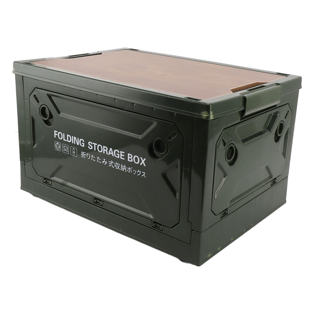 Collapsible Camping Storage Box Pulley Design Waterproof 5 Sides Opening Camping Folding Storage Bins for Car Outdoor Green