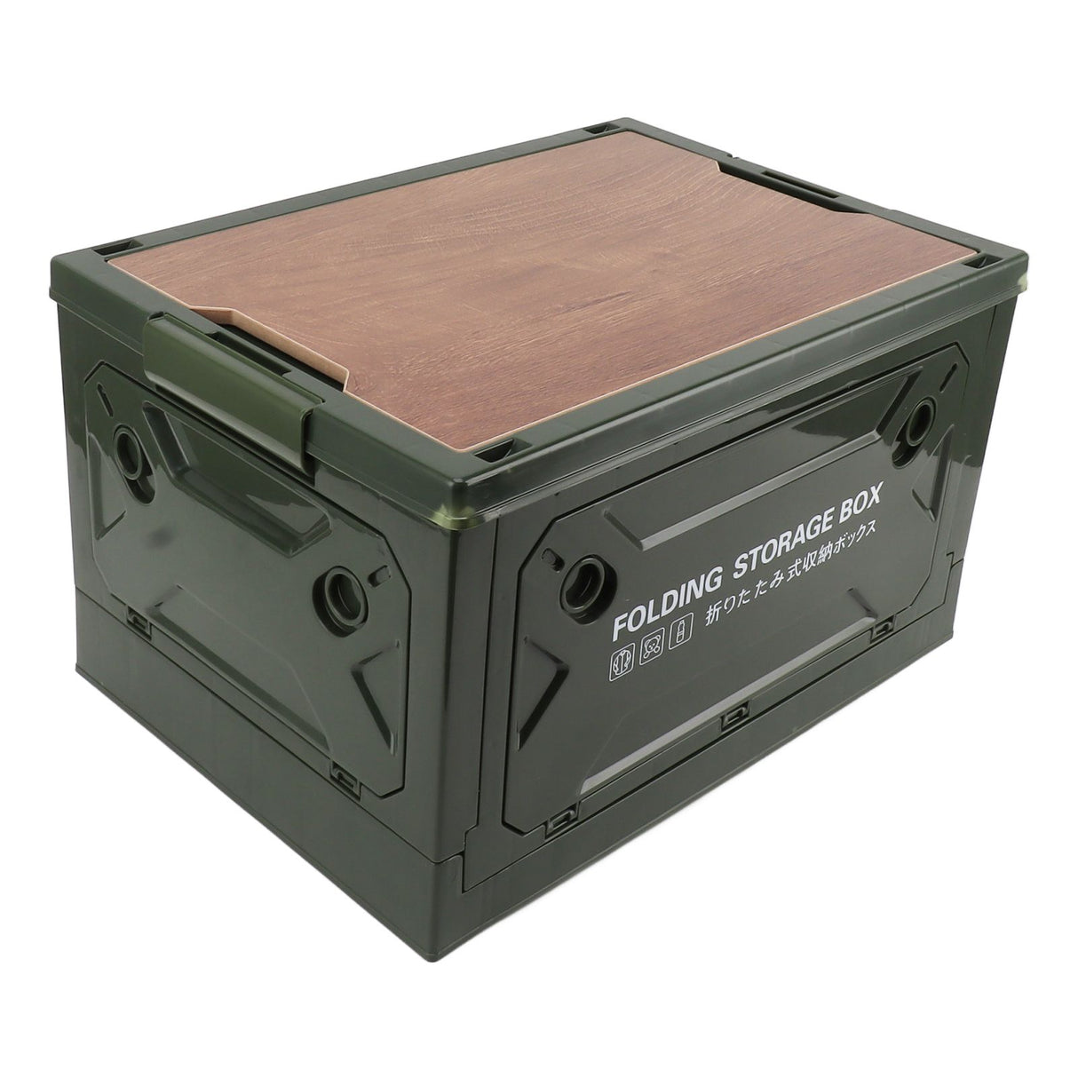 Collapsible Camping Storage Box Pulley Design Waterproof 5 Sides Opening Camping Folding Storage Bins for Car Outdoor Green
