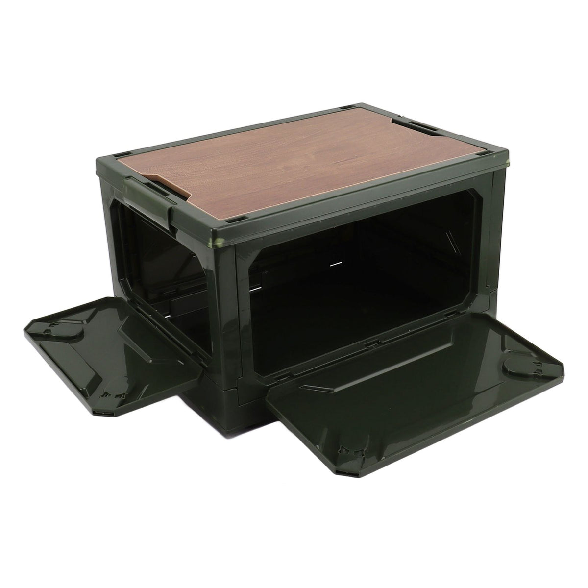 Collapsible Camping Storage Box Pulley Design Waterproof 5 Sides Opening Camping Folding Storage Bins for Car Outdoor Green
