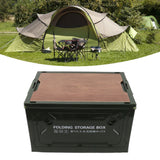 Collapsible Camping Storage Box Pulley Design Waterproof 5 Sides Opening Camping Folding Storage Bins for Car Outdoor Green