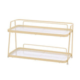 2 Tier Bathroom Countertop Organizer Counter Standing Rack Cosmetic Holder Storage Shelf Cosmetic Organizer Holder Cream Yellow