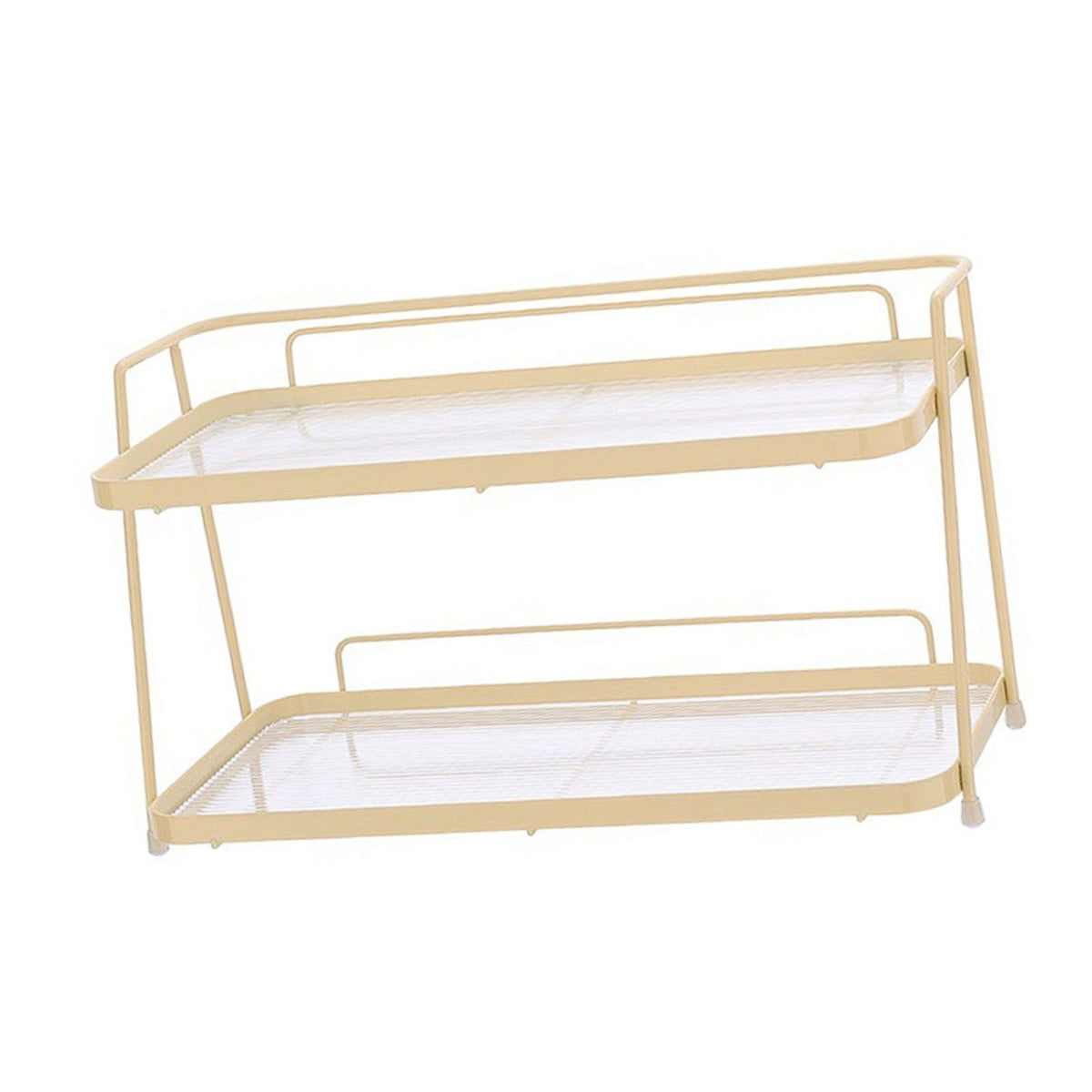 2 Tier Bathroom Countertop Organizer Counter Standing Rack Cosmetic Holder Storage Shelf Cosmetic Organizer Holder Cream Yellow
