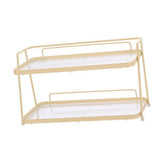 2 Tier Bathroom Countertop Organizer Counter Standing Rack Cosmetic Holder Storage Shelf Cosmetic Organizer Holder Cream Yellow - Front View