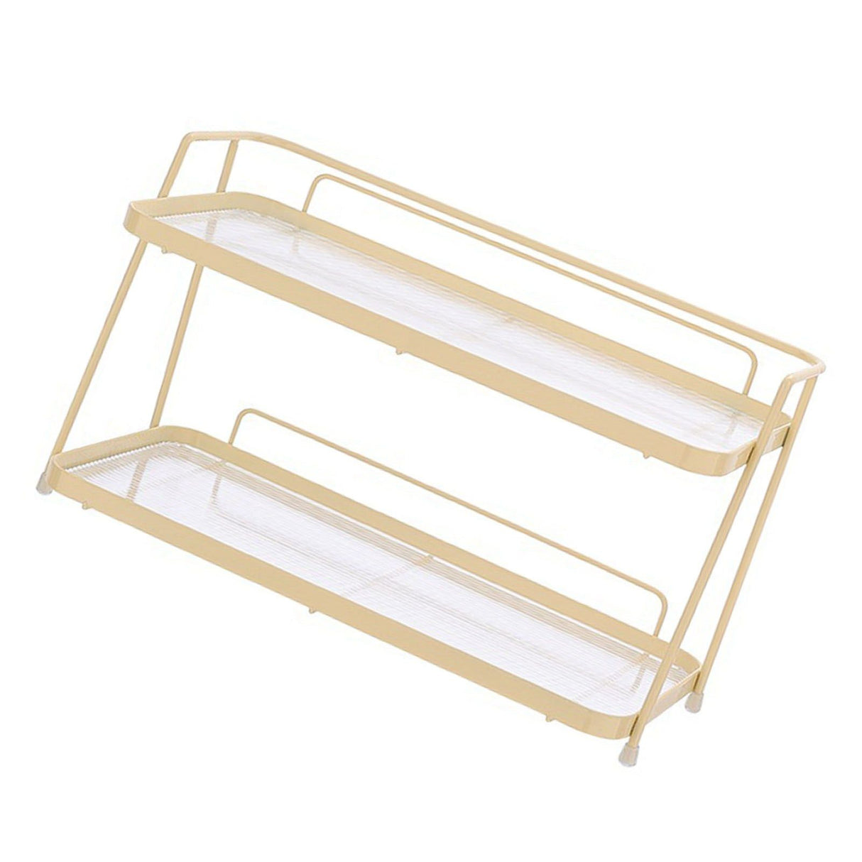 2 Tier Bathroom Countertop Organizer Counter Standing Rack Cosmetic Holder Storage Shelf Cosmetic Organizer Holder Cream Yellow
