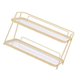 2 Tier Bathroom Countertop Organizer Counter Standing Rack Cosmetic Holder Storage Shelf Cosmetic Organizer Holder Cream Yellow - Side View