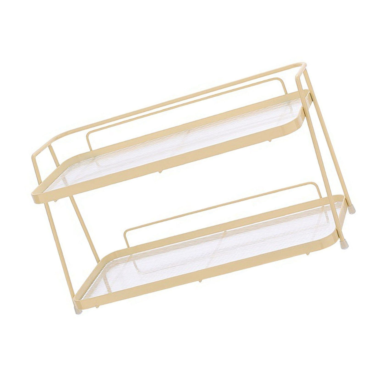 2 Tier Bathroom Countertop Organizer Counter Standing Rack Cosmetic Holder Storage Shelf Cosmetic Organizer Holder Cream Yellow