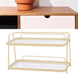 2 Tier Bathroom Countertop Organizer Counter Standing Rack Cosmetic Holder Storage Shelf Cosmetic Organizer Holder Cream Yellow