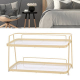 2 Tier Bathroom Countertop Organizer Counter Standing Rack Cosmetic Holder Storage Shelf Cosmetic Organizer Holder Cream Yellow