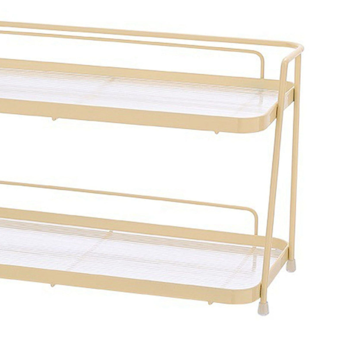 2 Tier Bathroom Countertop Organizer Counter Standing Rack Cosmetic Holder Storage Shelf Cosmetic Organizer Holder Cream Yellow