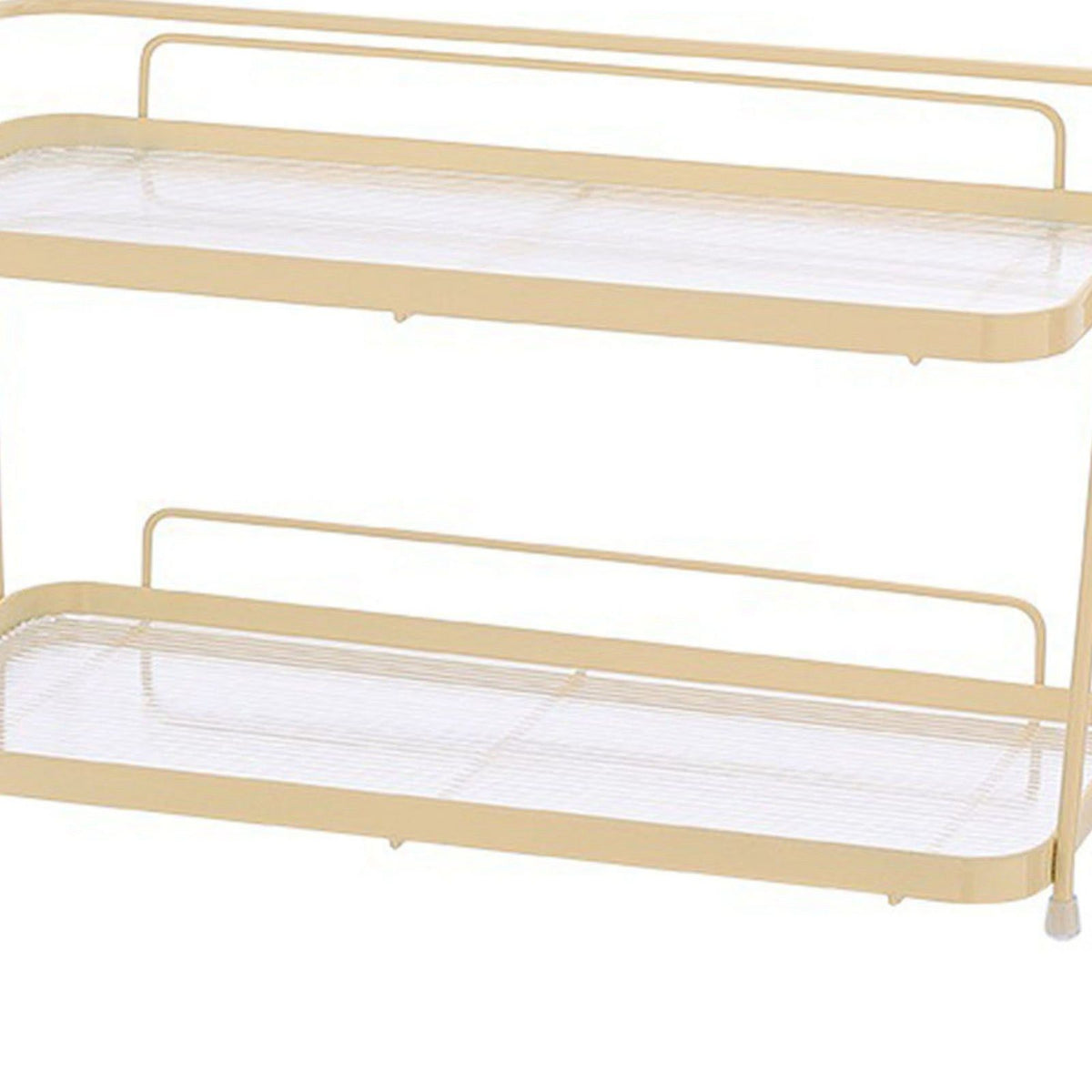 2 Tier Bathroom Countertop Organizer Counter Standing Rack Cosmetic Holder Storage Shelf Cosmetic Organizer Holder Cream Yellow