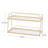 2 Tier Bathroom Countertop Organizer Counter Standing Rack Cosmetic Holder Storage Shelf Cosmetic Organizer Holder Cream Yellow - Extra Image