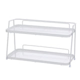 2 Tier Bathroom Countertop Organizer Counter Standing Rack Cosmetic Holder Storage Shelf Cosmetic Organizer Holder White