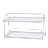 2 Tier Bathroom Countertop Organizer Counter Standing Rack Cosmetic Holder Storage Shelf Cosmetic Organizer Holder White