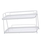 2 Tier Bathroom Countertop Organizer Counter Standing Rack Cosmetic Holder Storage Shelf Cosmetic Organizer Holder White