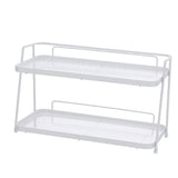 2 Tier Bathroom Countertop Organizer Counter Standing Rack Cosmetic Holder Storage Shelf Cosmetic Organizer Holder White - Top-Down View
