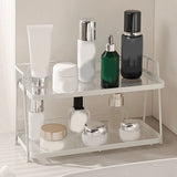 2 Tier Bathroom Countertop Organizer Counter Standing Rack Cosmetic Holder Storage Shelf Cosmetic Organizer Holder White