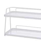 2 Tier Bathroom Countertop Organizer Counter Standing Rack Cosmetic Holder Storage Shelf Cosmetic Organizer Holder White