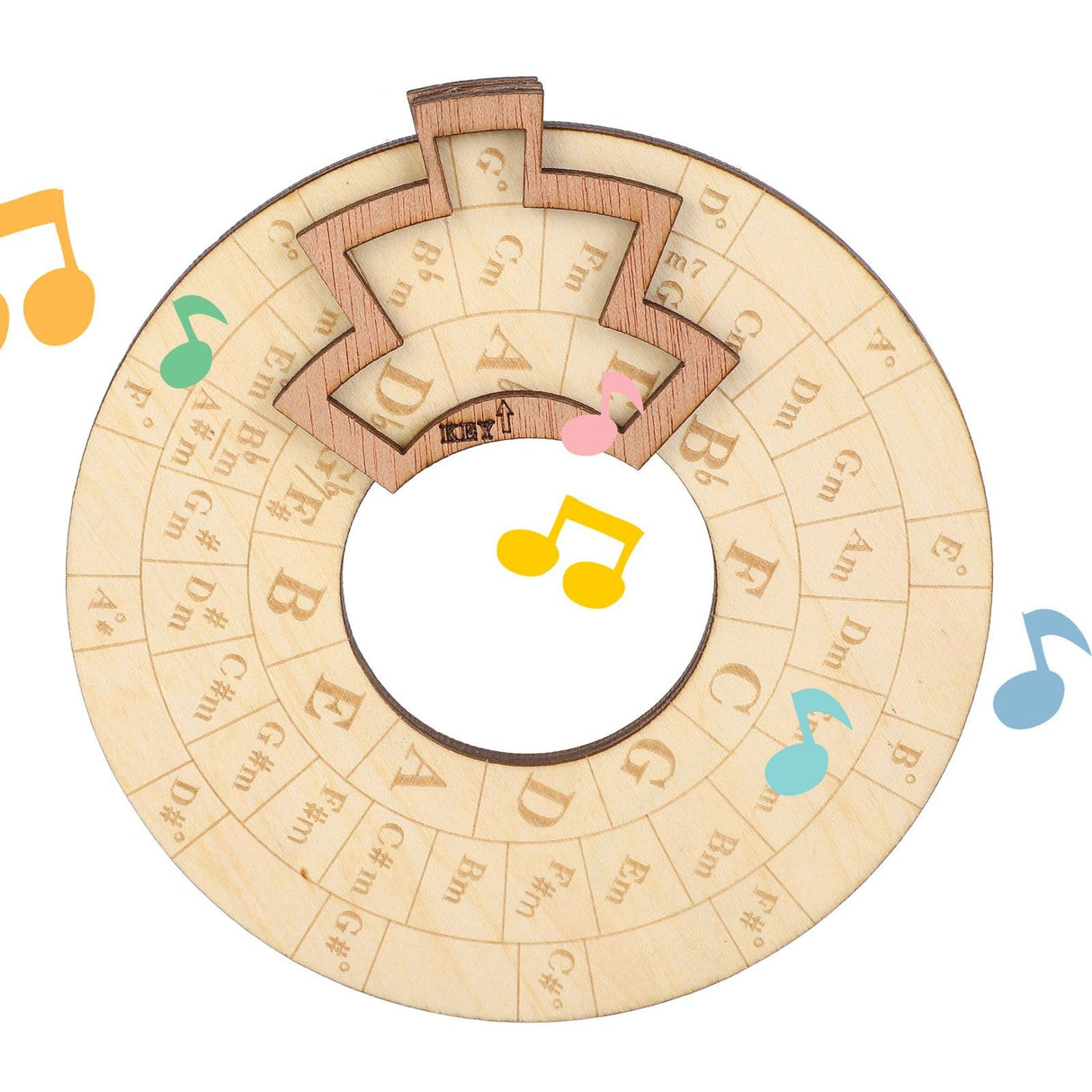 Wooden Music Circle Wheel Educational Rugged Adjustable Durable Circle of Fifths Wheel for Musician