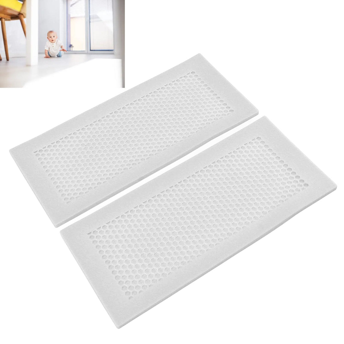 2Pcs Baby Proof Vent Cover Child Proof Safe Soft Silicone for Home Floor Catch Debris Hair Insect White