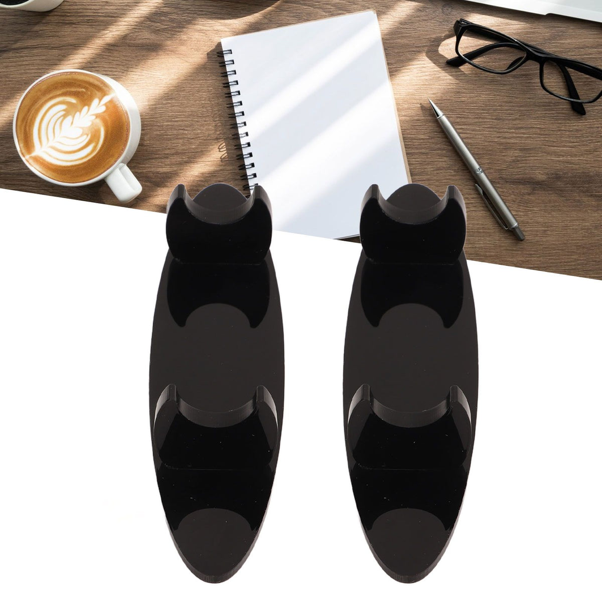 2PCS Pen Holder Display Stand Acrylic Desktop Pen Showcase Rack Organizer for Makeup Brush Paintbrush Home School Office Black