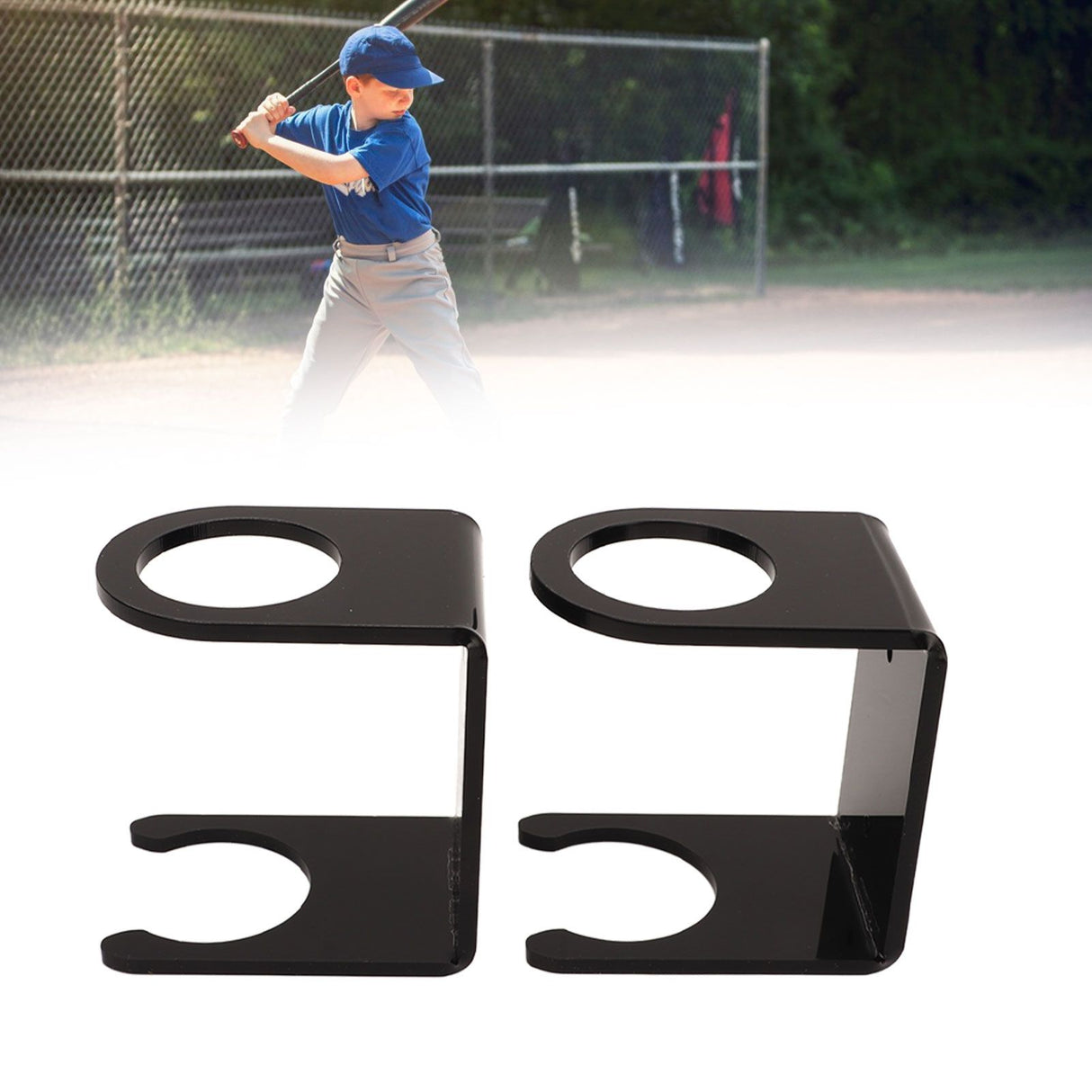 2PCS Baseball Bat Wall Stand Acrylic Wall Mounted Ball Holder Rack Baseball Bat Display Shelf for Home Stadium Office Collection Black