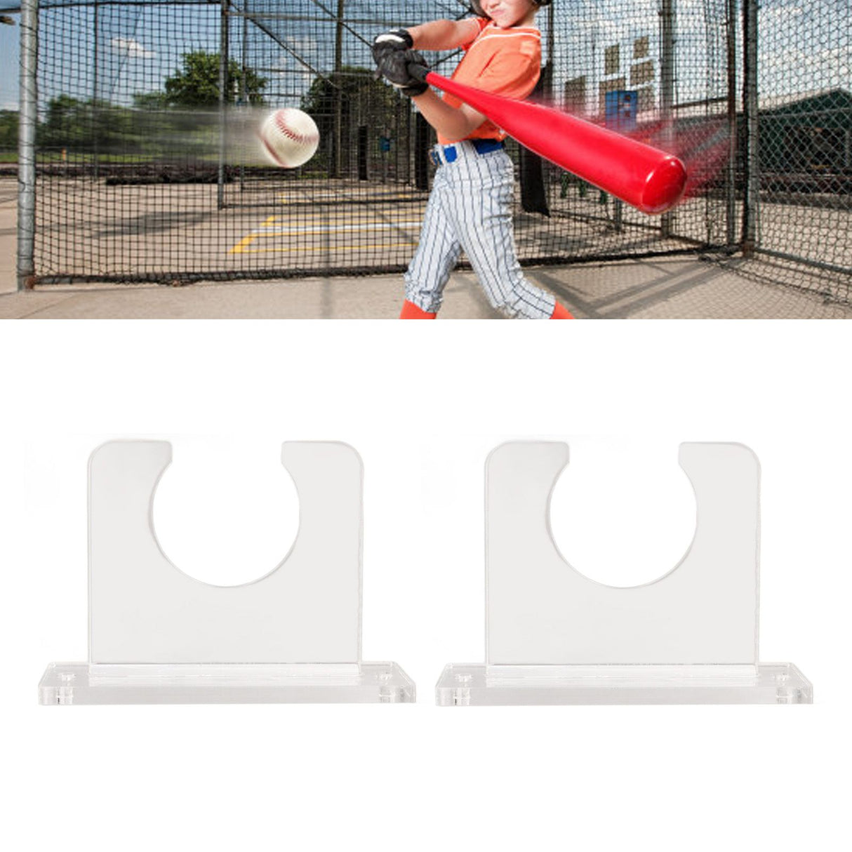 2pcs Baseball Bat Holder for Vertical Display Sturdy Acrylic Bat Hanger Baseball Bat Wall Mount Display Rack