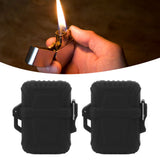 2 PCS Waterproof Lighter Case Plastic Black Sealed Pocket Lighter Container for Outdoor