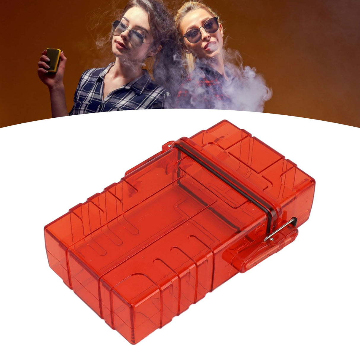 Cigarette Case 20 Capacity Plastic Cigarette Box Sealed Waterproof Cigarette Container Organizer Transparent Red