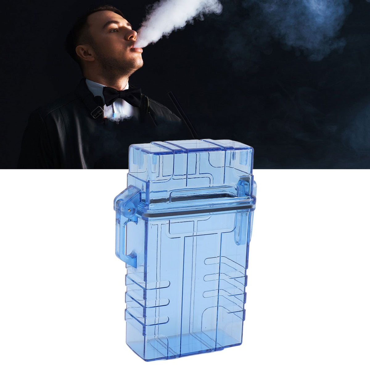 Cigarette Case 20 Capacity Plastic Cigarette Box Sealed Waterproof Cigarette Container Organizer Transparent Blue