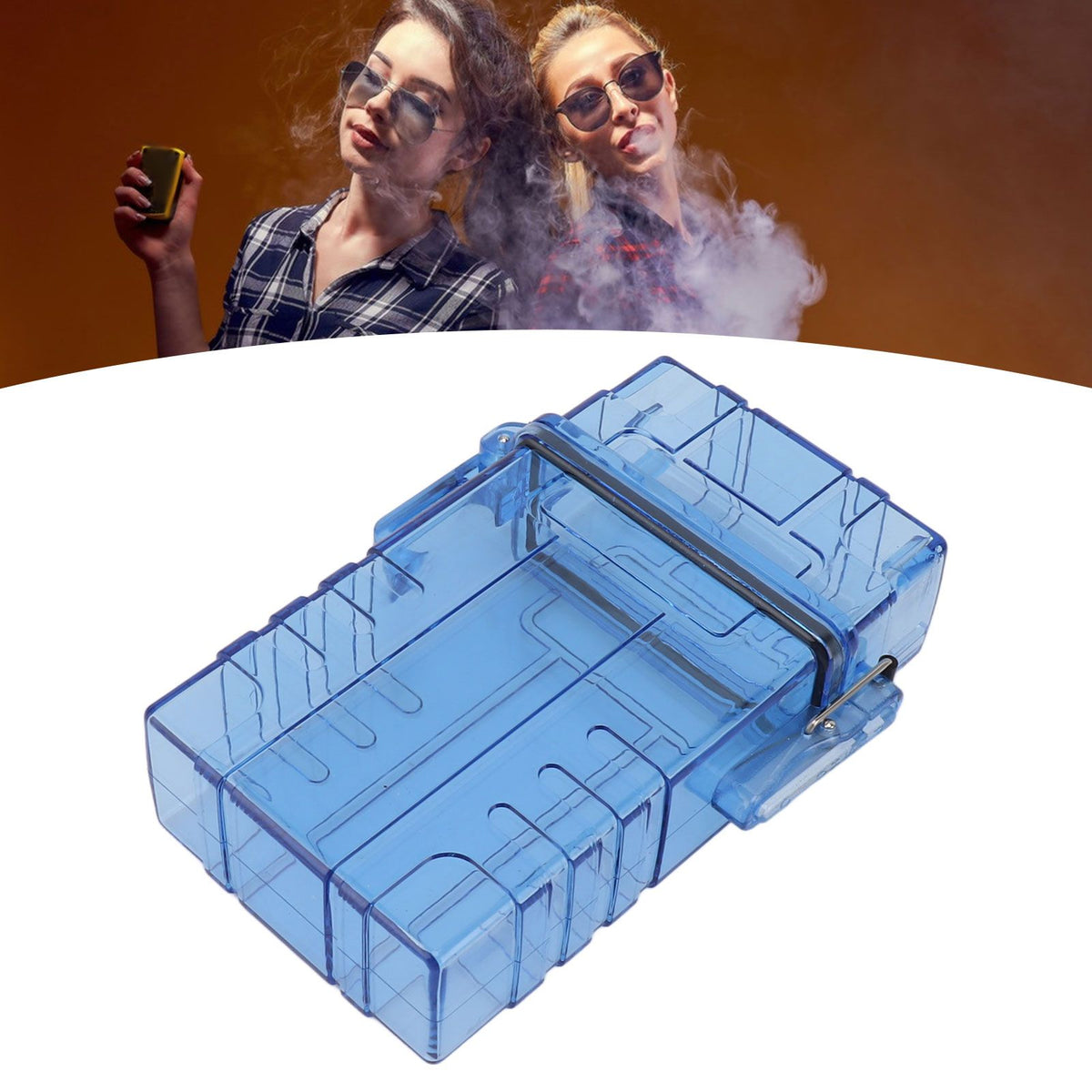 Cigarette Case 20 Capacity Plastic Cigarette Box Sealed Waterproof Cigarette Container Organizer Transparent Blue