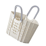 Laundry Basket Multifunction Plastic Foldable Clothes Hamper with Handles for Home Bathroom White - Side View
