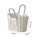 Laundry Basket Multifunction Plastic Foldable Clothes Hamper with Handles for Home Bathroom White - Extra Image